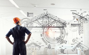 Oluşturucu adam ve medya arayüzü. Karışık teknik