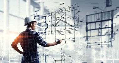 Oluşturucu kadın resmi proje. Karışık teknik