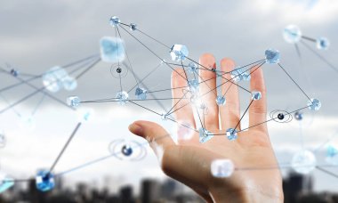 Kablosuz bağlantı fütüristik konsept. Karışık teknik