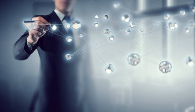 Kablosuz bağlantı fütüristik konsept. Karışık teknik