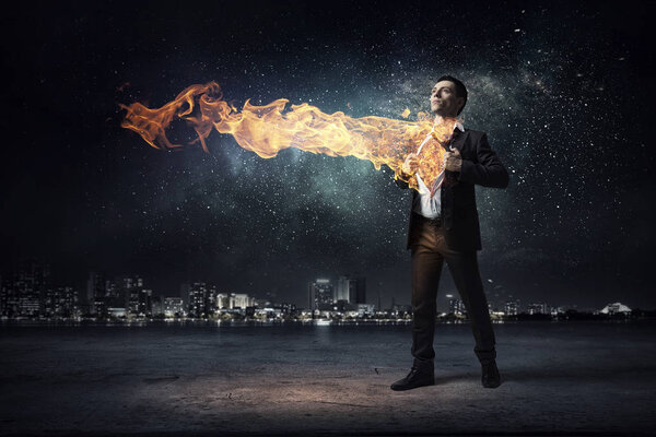 He has super power . Mixed media