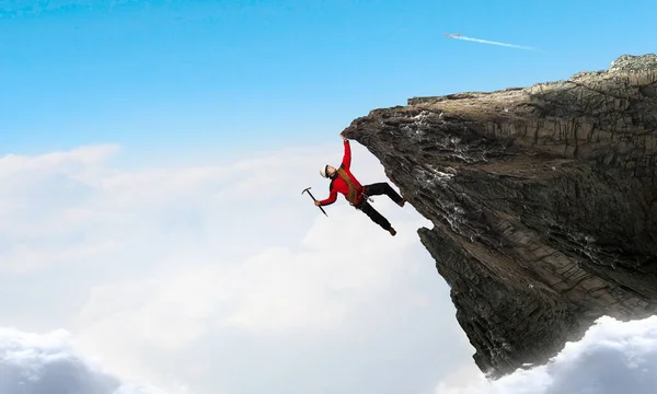 Extrém hegymászás az ő adrenalin. Vegyes technika — Stock Fotó