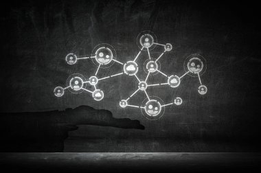 Sosyal ağ fikir. Karışık teknik