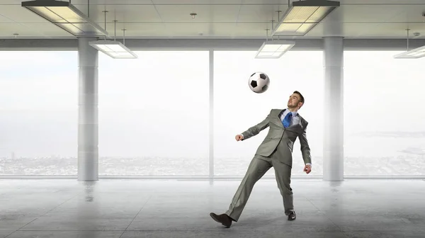 He is football fan . Mixed media — Stock Photo, Image