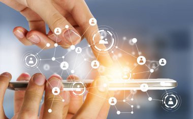 Hareket eden telefon ile ağ. Karışık teknik