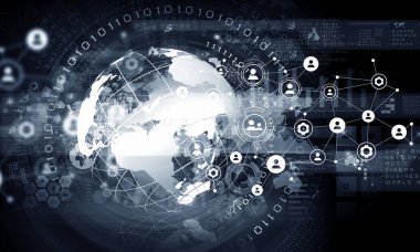 Modern bağlantı teknolojileri arka plan. Karışık teknik