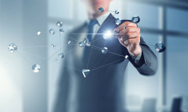 Kablosuz bağlantı fütüristik konsept. Karışık teknik