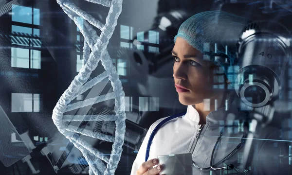 Innovatieve technologieën in wetenschap en geneeskunde. Mixed media. Mixed media — Stockfoto