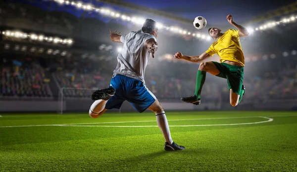 Hot moments of soccer match . Mixed media — Stock Photo, Image