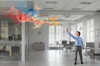 Aerosol ile işadamı olabilir. Karışık teknik