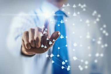 Kablosuz bağlantı fütüristik konsept. Karışık teknik