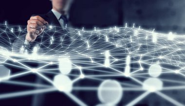 Kablosuz bağlantı fütüristik konsept. Karışık teknik