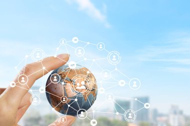 Sosyal bağlantı ve ağ. Karışık teknik