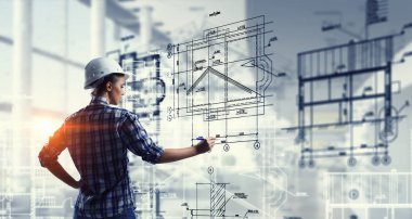 Oluşturucu kadın resmi proje. Karışık teknik
