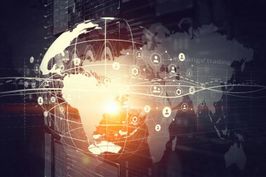 Modern bağlantı teknolojileri arka plan. Karışık teknik