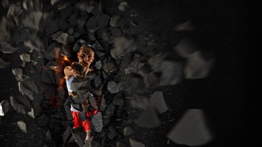 Genç boksör kadın. Karma ortam. Karışık teknik