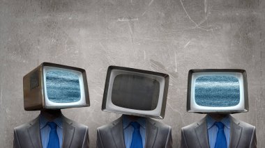 Başlı iş adamı izlemek. Karışık teknik