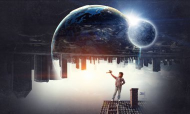 Dünya çapında uçmayı hayal. Karışık teknik