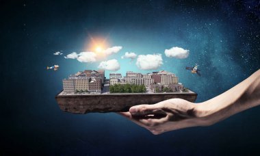 İnşaat geliştirme projesi sunulması. Karışık teknik