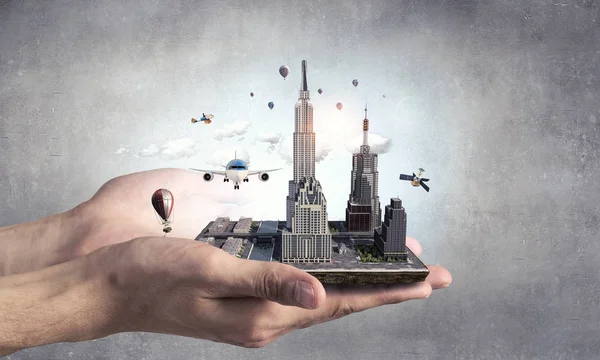 Mini şehir tasarım. Karışık teknik