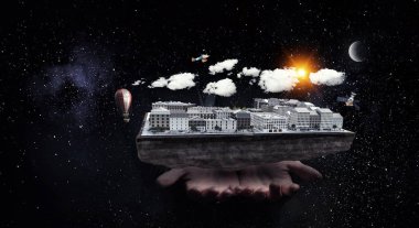 İnşaat geliştirme projesi sunulması. Karışık teknik