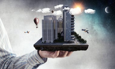 Mini şehir tasarım. Karışık teknik