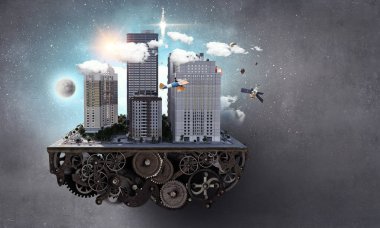 Mini şehir tasarım. Karışık teknik