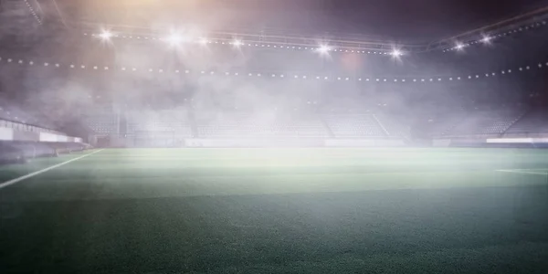 Mlhavo fotbalové hřiště. Kombinovaná technika — Stock fotografie