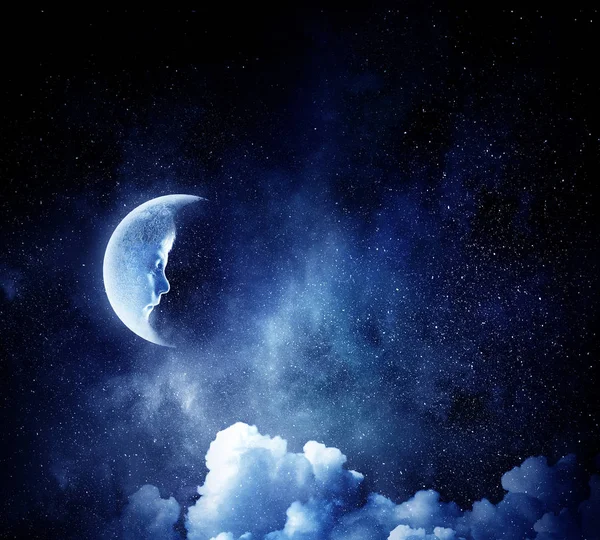 Moon in sky . Mixed media — Stock Photo, Image