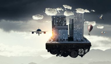 Mini şehir tasarım. Karışık teknik