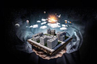 İnşaat geliştirme projesi sunulması. Karışık teknik