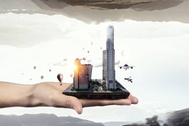 Mini şehir tasarım. Karışık teknik