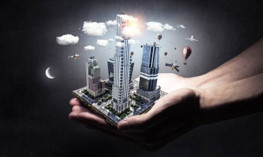 İnşaat geliştirme projesi sunulması. Karışık teknik