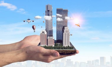 Mini şehir tasarım. Karışık teknik