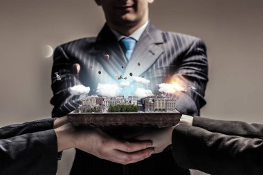 İnşaat geliştirme projesi sunulması. Karışık teknik