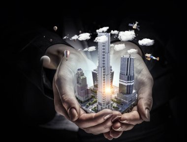 İnşaat geliştirme projesi sunulması. Karışık teknik