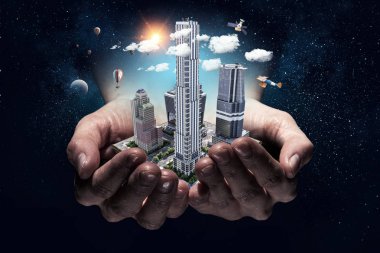 İnşaat geliştirme projesi sunulması. Karışık teknik