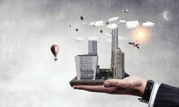 Mini city design . Mixed media