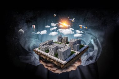 İnşaat geliştirme projesi sunulması. Karışık teknik