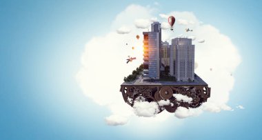 Mini şehir tasarım. Karışık teknik