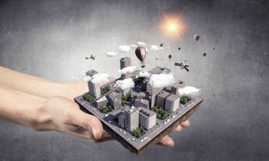 İnşaat geliştirme projesi sunulması. Karışık teknik