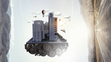 Mini şehir tasarım. Karışık teknik