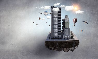 Mini şehir tasarım. Karışık teknik