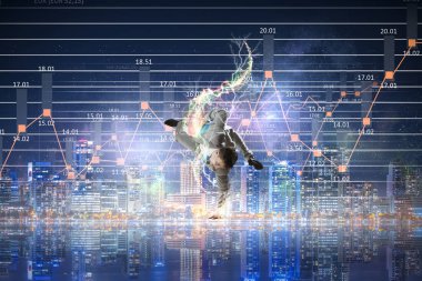 İşadamı kutluyor başarı. Karma ortam. Karışık teknik