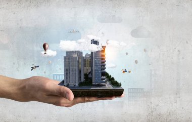 Mini şehir tasarım. Karışık teknik