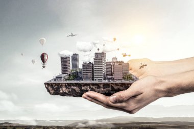 Mini şehir tasarım. Karışık teknik