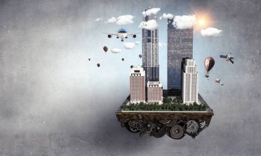 Mini şehir tasarım. Karışık teknik