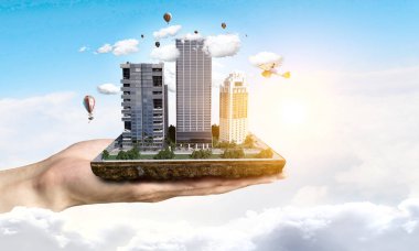 Mini şehir tasarım. Karışık teknik