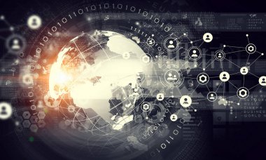 Modern bağlantı teknolojileri arka plan. Karışık teknik