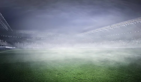 Campo de futebol nebuloso. Meios mistos — Fotografia de Stock